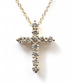 14K YELLOW GOLD DIAMOND CROSS NECKLACE