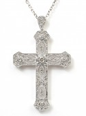 14K WHITE GOLD DIAMOND CROSS NECKLACE