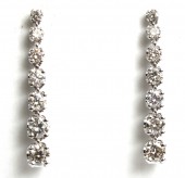 14K WHITE GOLD DIAMOND RIVIERA EARRINGS 1.69CTW