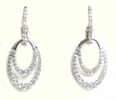 14K WHITE GOLD DIAMOND DOUBLE LOOP DANGLE EARRINGS