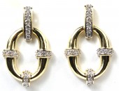 14K YELLOW GOLD DIAMOND OVAL DANGLE EARRINGS