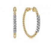 14K YELLOW GOLD DIAMOND BUJUKAN HOOP EARRINGS