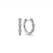 14K WHITE GOLD DIAMOND HUGGIE EARRINGS