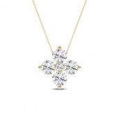 LAB GROWN DIAMOND 14K YELLOW GOLD PETALS PENDANT .50CTW