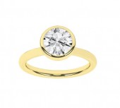 14K YELLOW GOLD LAB GROWN ROUND BEZEL SET RING 2.06CTW