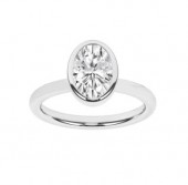 LAB GROWN 14K WHITE GOLD OVAL BEZEL SET RING 1.96CT