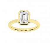 LAB GROWN 14K YELLOW GOLD EMERALD CUT BEZEL SET RING 2.06CT