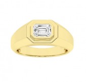 LAB GROWN  DIAMOND 14K YELLOW GOLD EMERALD CUT GENTLEMEN