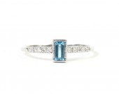 14K WHITE GOLD DIAMOND AND BLUE TOPAZ RING