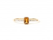 14K YELLOW GOLD DIAMOND AND CITRINE RING