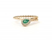 14K YELLOW GOLD EMERALD AND DIAMOND RING