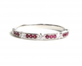 14K WHITE GOLD DIAMOND AND RUBY RING