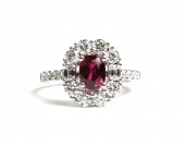 18K WHITE GOLD DIAMOND AND RUBY RING