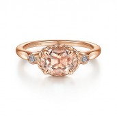 14K Rose Gold Diamond And Sideways Oval Morganite Ring