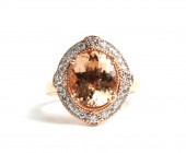 14K ROSE GOLD DIAMOND AND MORGANITE RING