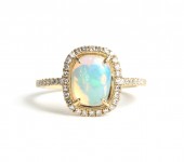 14K YELLOW GOLD DIAMOND AND OPAL RING