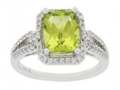 14K WHITE GOLD DIAMOND AND PERIDOT RING