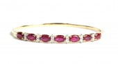 14K YELLOW AND WHITE GOLD DIAMOND AND RUBY FLEXIBLE BRACELET