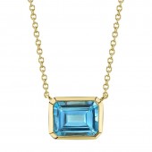 14K YELLOW GOLD BLUE TOPAZ NECKLACE