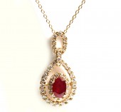 14K YELLOW GOLD DIAMOND AND RUBY PENDANT