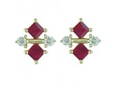 14K YELLOW GOLD DIAMOND AND RUBY EARRINGS