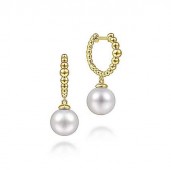 14K YELLOW GOLD PEARL DROP EARRINGS