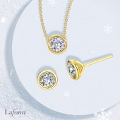 Lafonn Gold Plated CZ Bezel Set Pendant and Earring Set