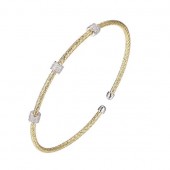 MESH GOLD PLATED CUFF BRACELET WITH CZ STATIONS