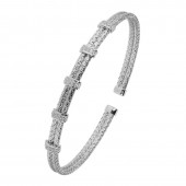 STERLING SILVER CUFF BRACELET WITH CZ STATIONS
