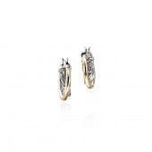 STERLING SILVER & 14K GOLD SILVER CROSSOVER HOOP EARRINGS