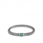 STERLING SILVER AND 18K REVERSIBLE BRACELET WITH SAPPHIRE AND EMERALD CLASP