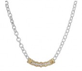 Vahan Sterling Silver And 14K Gold .33Ctw Diamond Bar Necklace