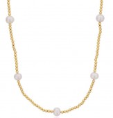 3MM GOLD FILLED BEAD NECKLACE WITH PEARLS