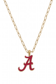 ALABAMA CRIMSON TIDE ENAMEL A PENDANT ON PAPERCLIP CHAIN