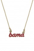 BAMA ENAMEL SCRIPT NECKLACE IN CRIMSON