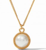 JULIE VOS FLEUR DE LIS STYLE PEARL GOLD PLATED NECKLACE