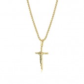 GOLD PLATED STAINLESS STEEL CRUCIFIX CROSS NECKLACE