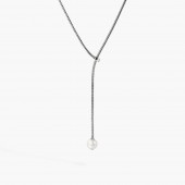 STERLING SILVER LARIATS NECKLACE WITH FRESHWATER CULTURED PEARL