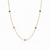 JULIE VOS GOLD PLATE CELESTE DELICATE BLUE STATION NECKLACE