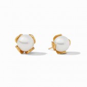 JULIE VOS PENELOPE GOLD PLATED PEARL STUD EARRINGS