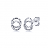 STERLING SILVER TWISTED ROPE DOUBLE CIRCLE EARRINGS