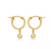 GOLD FILLED SMALL CHUNKY HOOP EARRINGS WITH A CITRINE GEMSTONE DROP