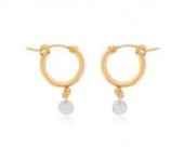 GOLD FILLED SMALL CHUNKY HOOPS WITH WHITE TOPAZ DROPS