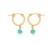 GOLD FILLED SMALL CHUNKY HOOPS WITH EMERALD COLORED DROPS