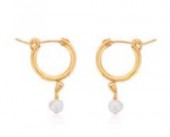 GOLD FILLED SMALL CHUNKY HOOPS WITH PEARL DROPS