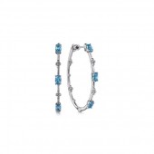 STERLING SILVER SWISS BLUE TOPAZ HOOP EARRINGS