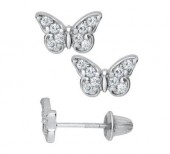 STERLING SILVER BUTTERFLY EARRINGS WITH WHITE CZ