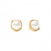 JULIE VOS HONEY PEARL GOLD PLATED STUD EARRINGS.