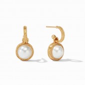 JULIE VOS FLEUR DE LIS PEARL GOLD PLATED EARRINGS