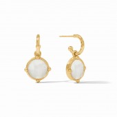 JULIE VOS HONEYBEE MOTHER OF PEARL HOOP AND CHARM GOLD PLATED EARRINGS.